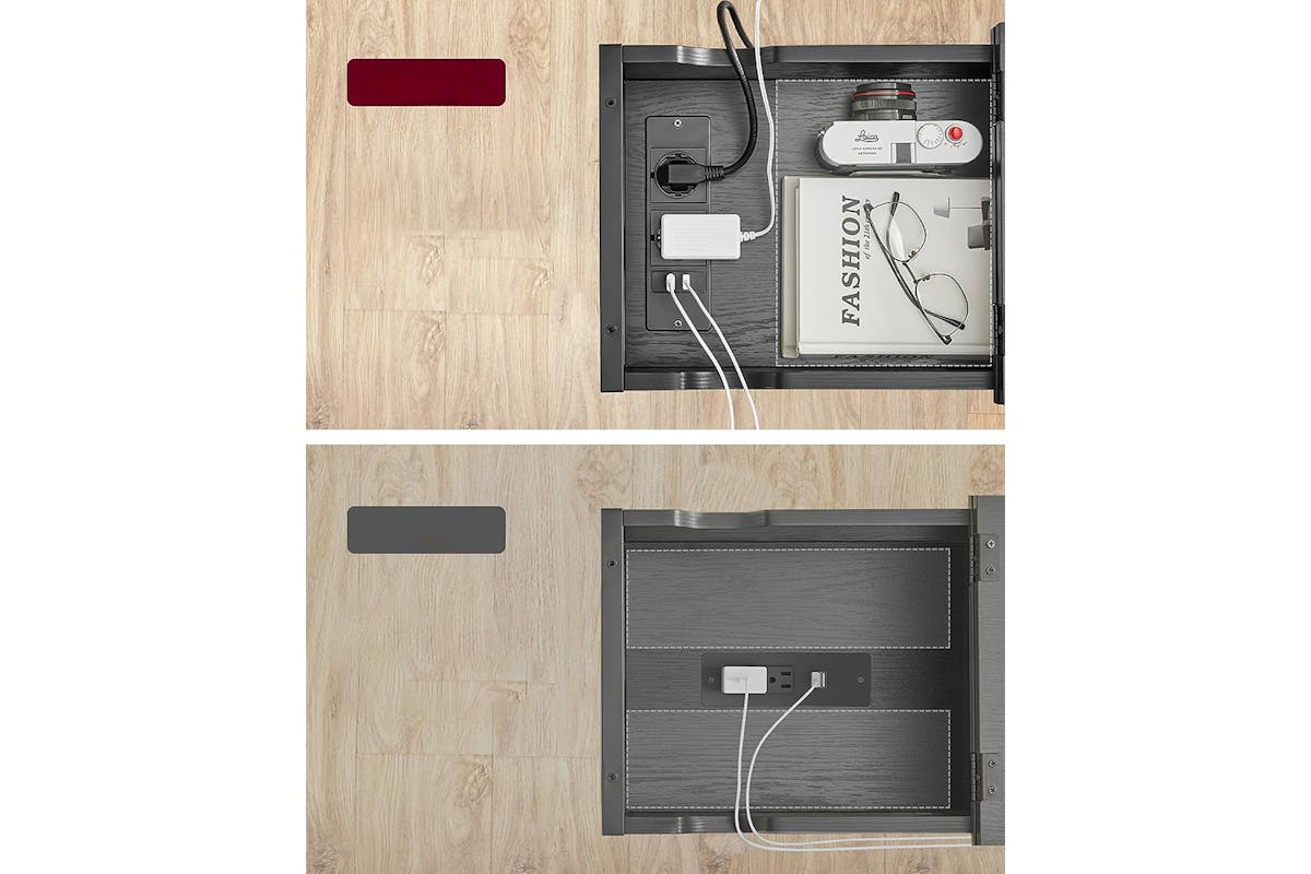 Vasagle Side Table with Socket Slim | Black Wood-6