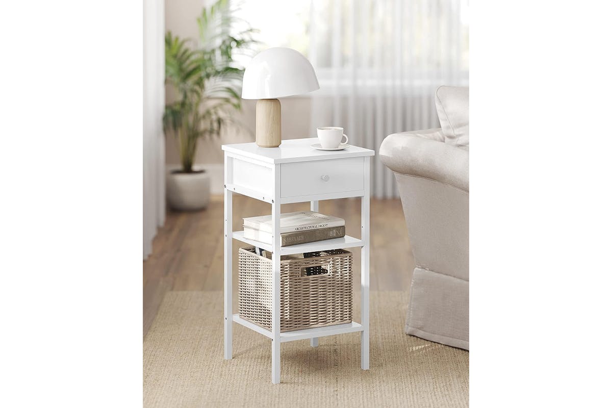 Vasagle Nightstand End Table with a Drawer | White-3