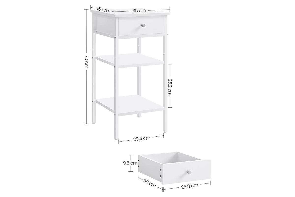 Vasagle Nightstand End Table with a Drawer | White-7