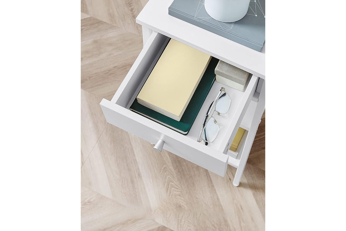 Vasagle Nightstand End Table with a Drawer | White-6