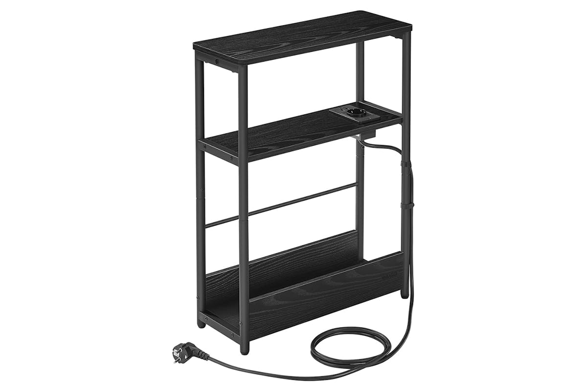 Vasagle Narrow Side Table with Charging Function | Ebony Black & Ink Black