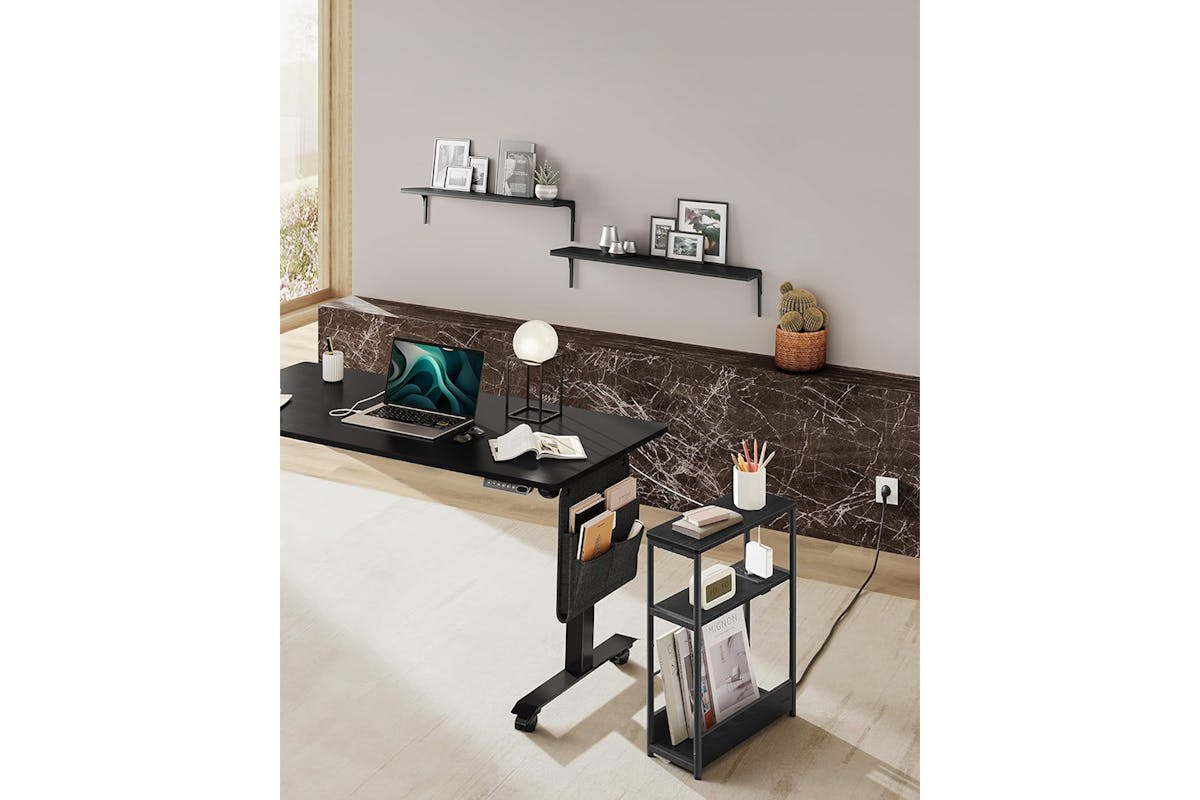 Vasagle Narrow Side Table with Charging Function | Ebony Black & Ink Black-6