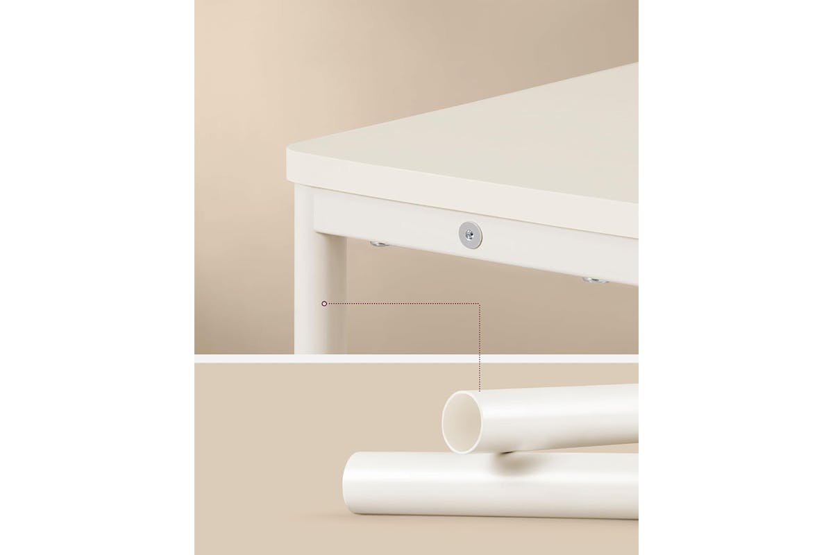 Vasagle Slim Side Table with Power Strip | Cream White-7