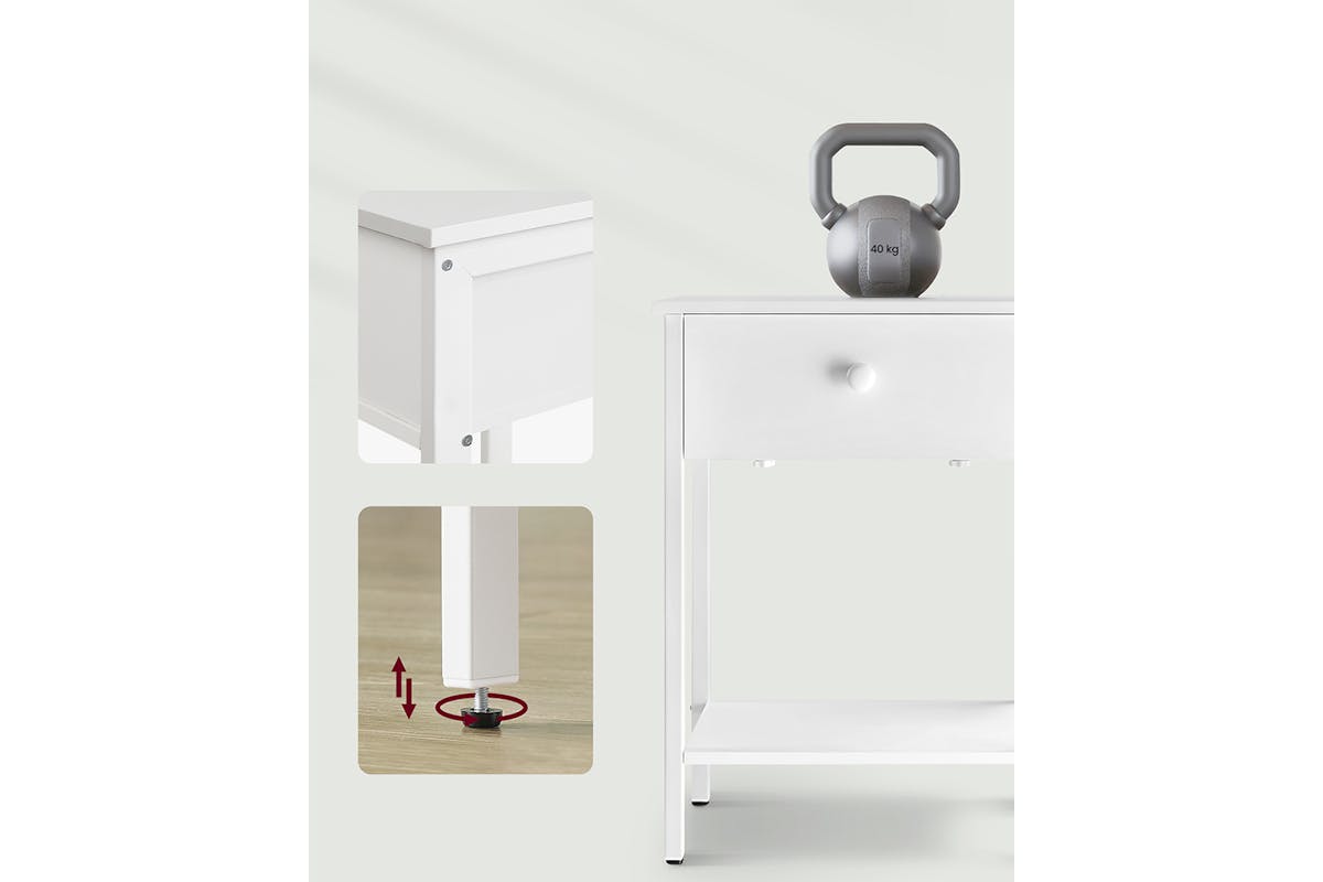 Vasagle Bedside Table with Drawer and Shelf | Matte White-4
