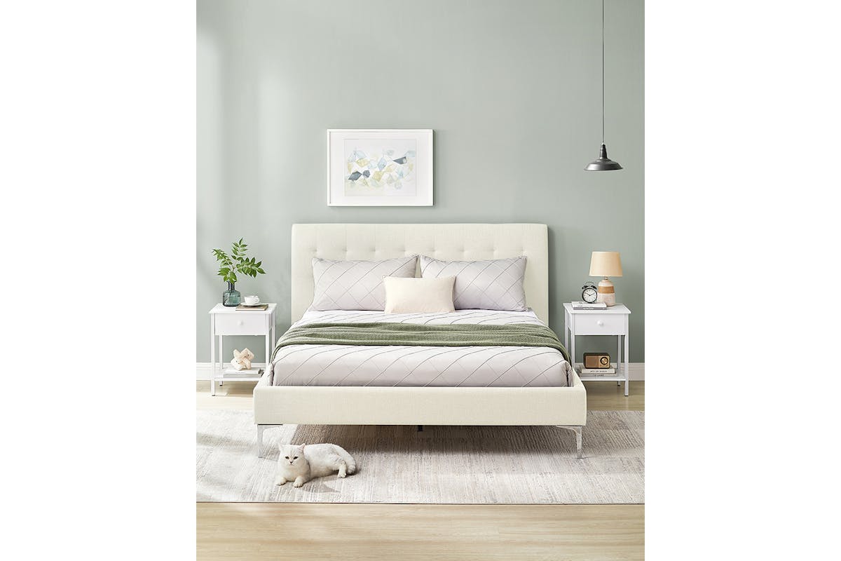 Vasagle Bedside Table with Drawer and Shelf | Matte White-7