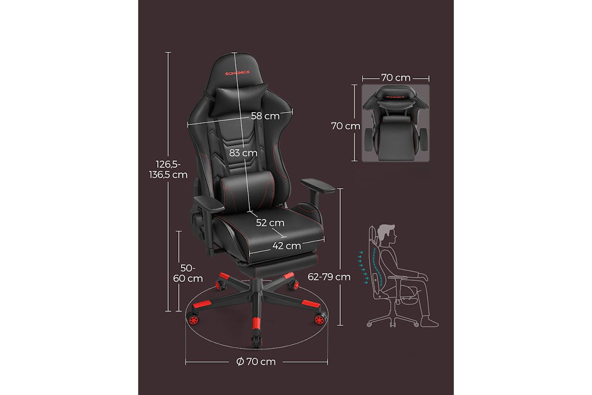 Songmics Ergonomic Office Chair | Black/Red-6