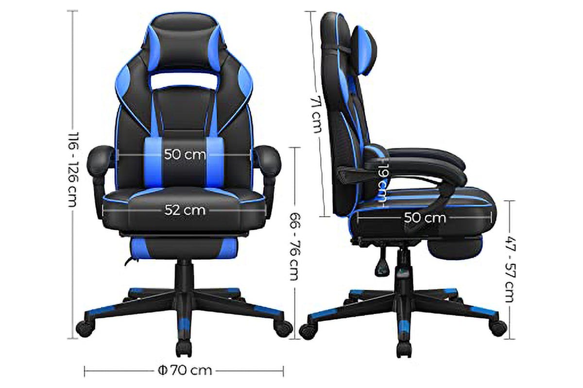 Songmics Gaming Chair with Footrest | Black/Blue-7