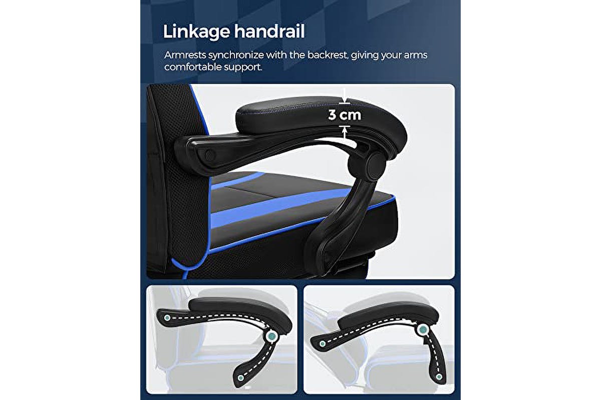 Songmics Gaming Chair with Footrest | Black/Blue-6