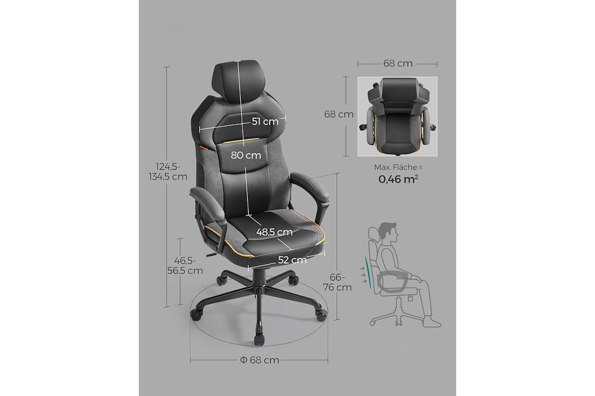 Songmics Office Chair with Adjustable Height | Classic Black-7