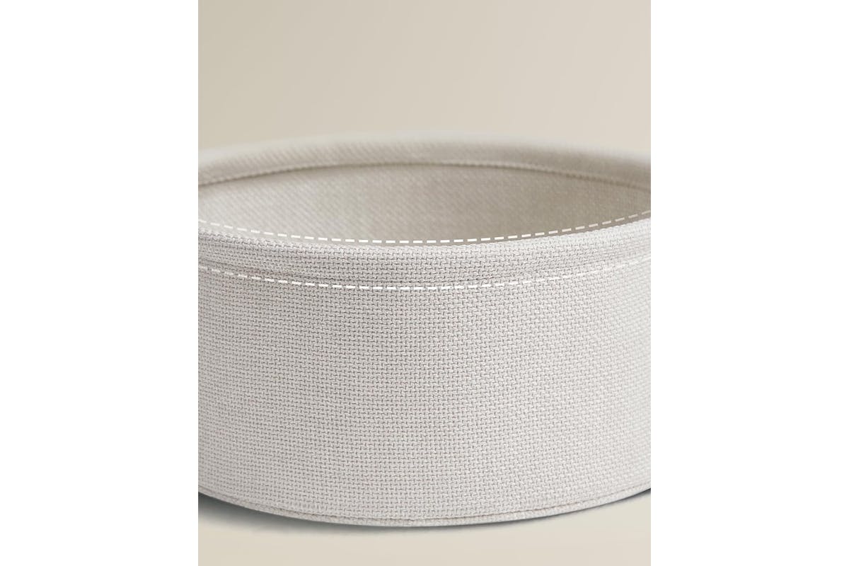Vasagle Round End Table with Fabric Basket | Cream White-4