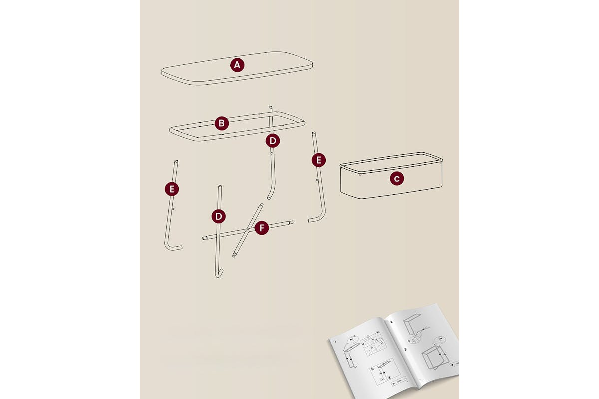 Vasagle Side End Table with Fabric Basket Modern Nightstand | Matte White/Camel Brown-7