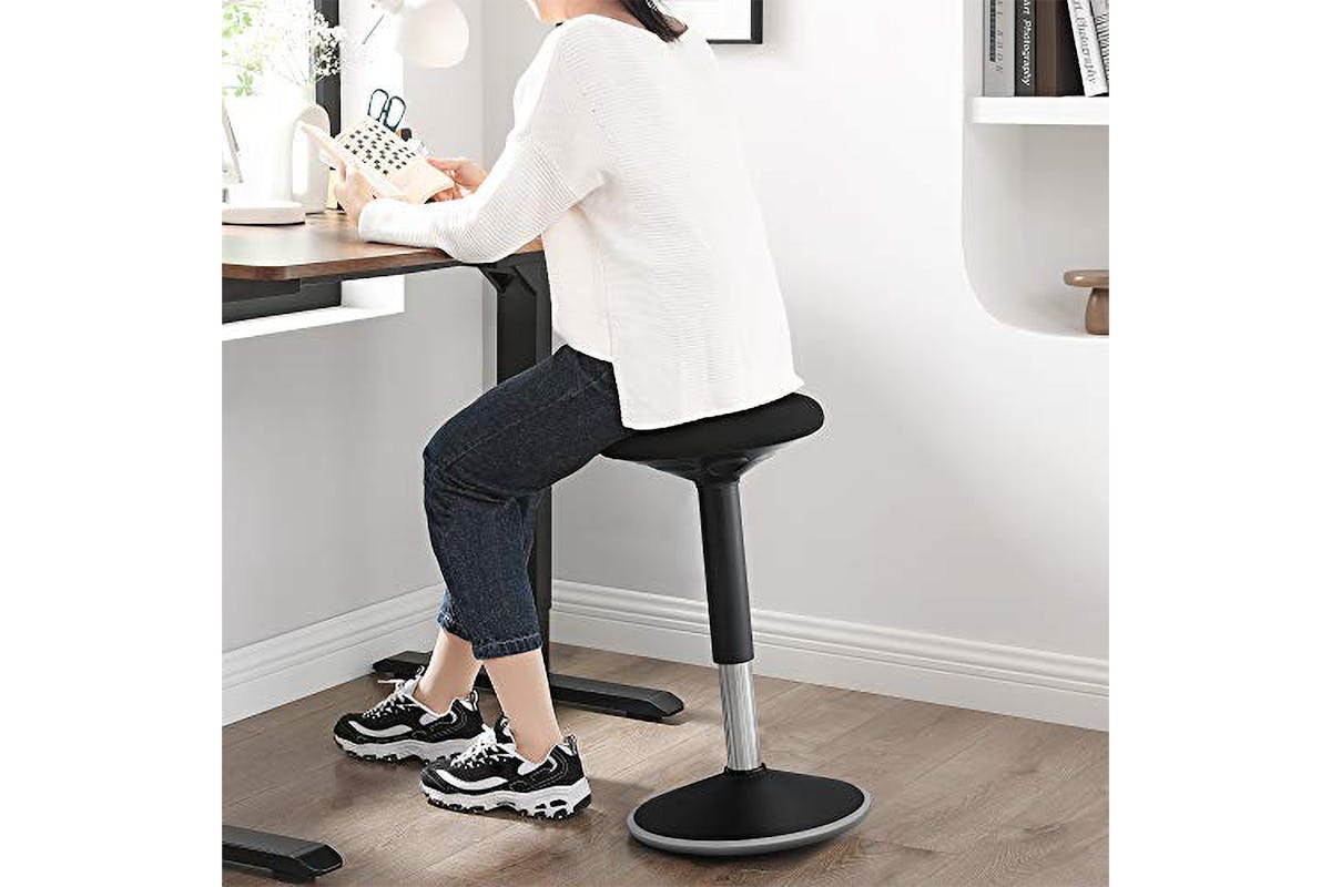Songmics Swivel Height Adjustable Office Stool | Black-2