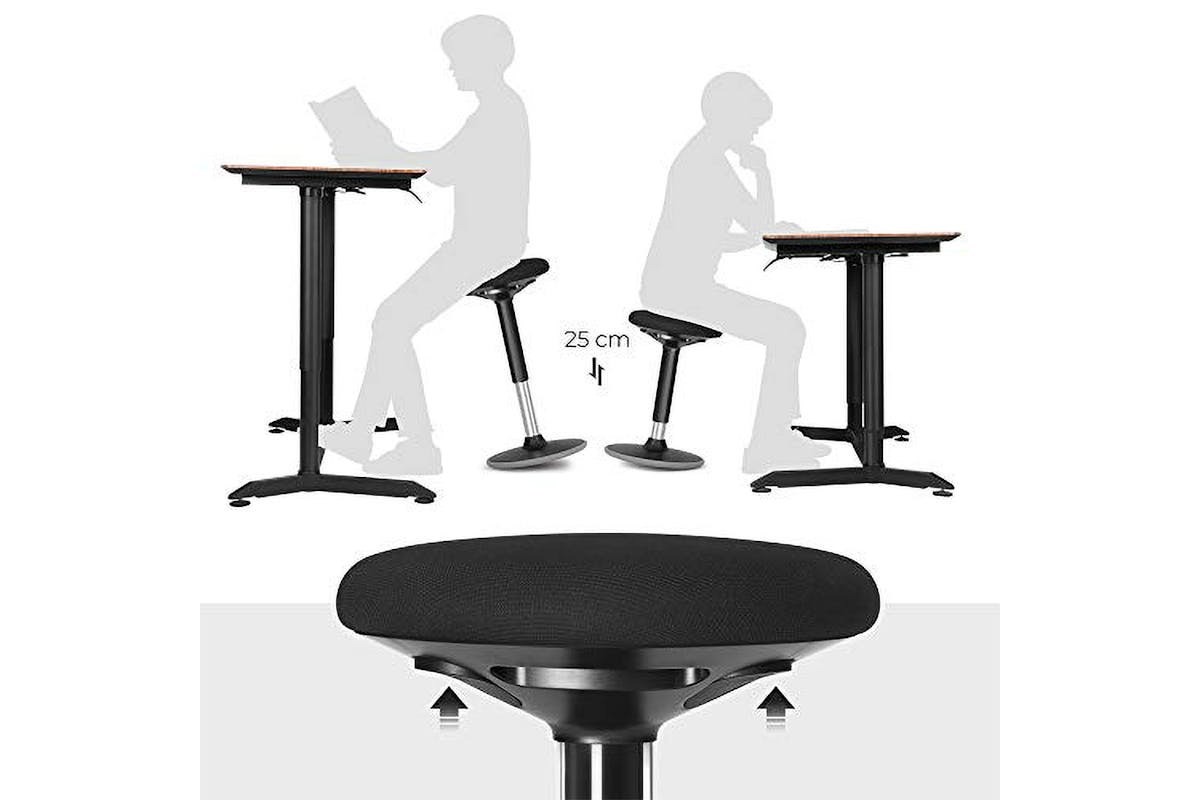 Songmics Swivel Height Adjustable Office Stool | Black-4