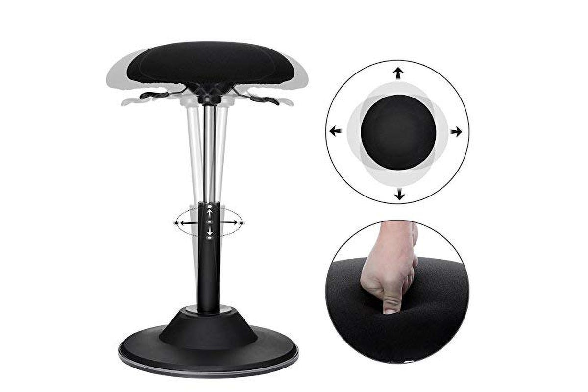 Songmics Ergonomic 360° Swivel Office Stool with Non-Slip Floor Ring | Black-4
