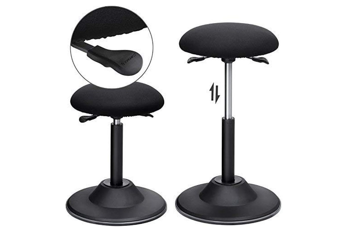 Songmics Ergonomic 360° Swivel Office Stool with Non-Slip Floor Ring | Black-5