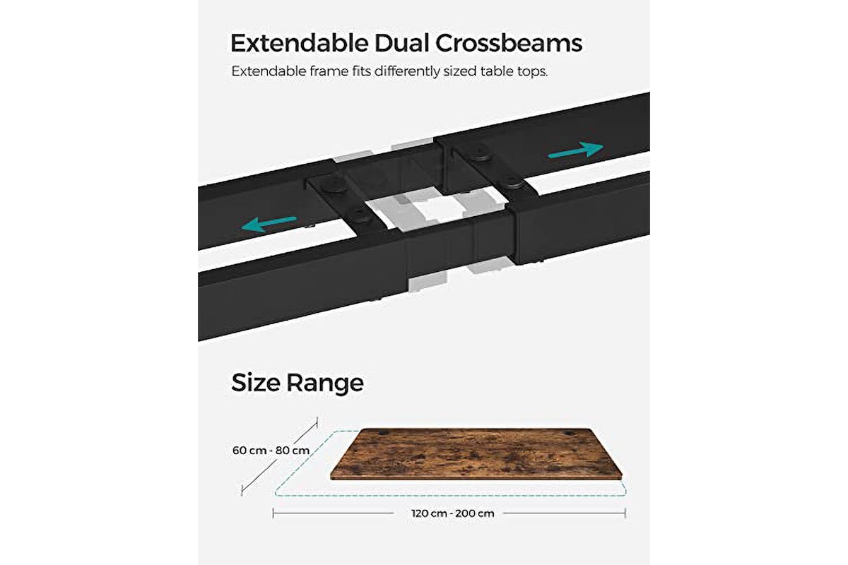 Songmics Height Adjustable Electric Desk Stand with Double Motor | Black | 60 x 175 cm-4