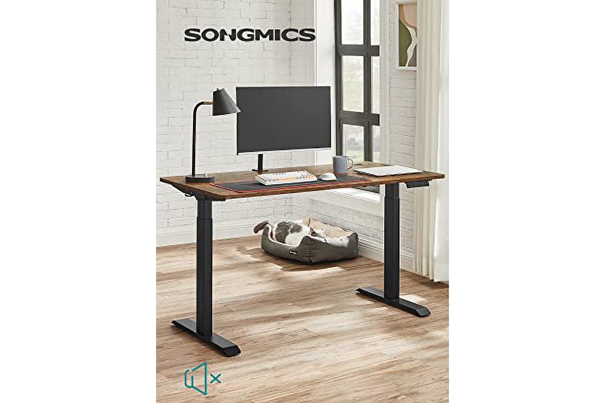 Songmics Height Adjustable Electric Desk Stand with Double Motor | Black | 60 x 175 cm-2