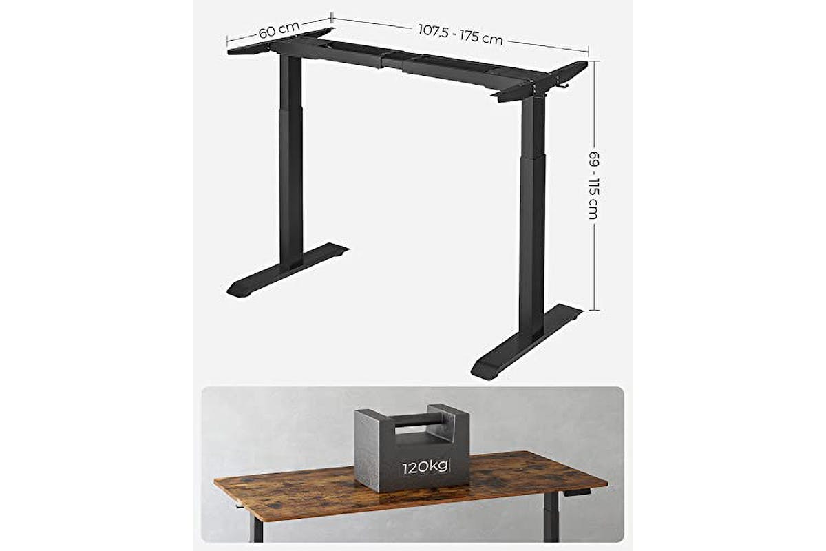 Songmics Height Adjustable Electric Desk Stand with Double Motor | Black | 60 x 175 cm-6