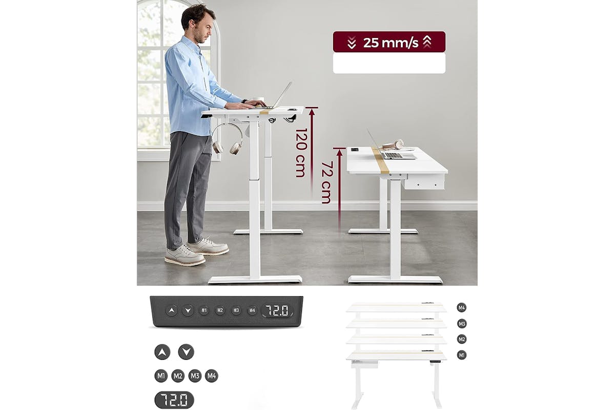 Vasagle Height Adjustable Desk | White-3