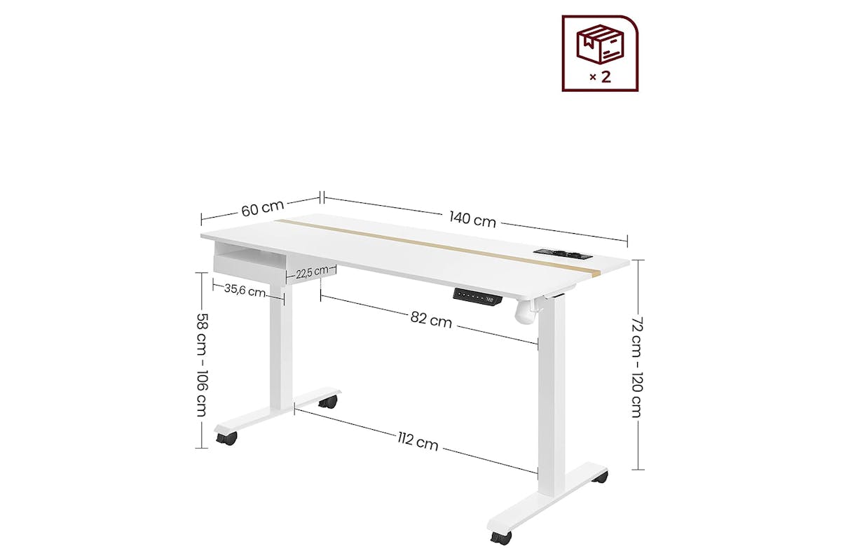 Vasagle Height Adjustable Desk | White-7