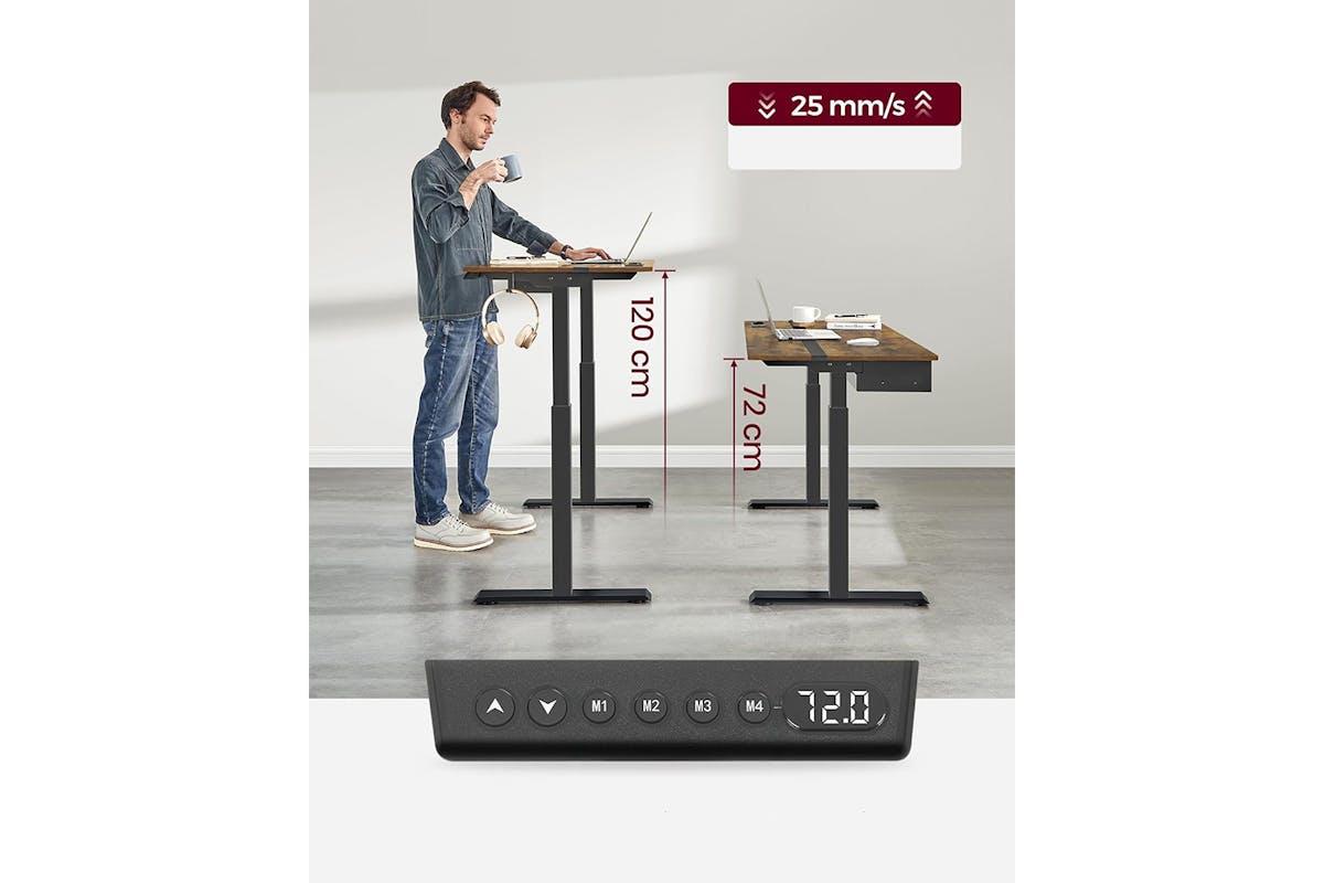 Vasagle Height Adjustable Desk | Vintage Brown/Black-6