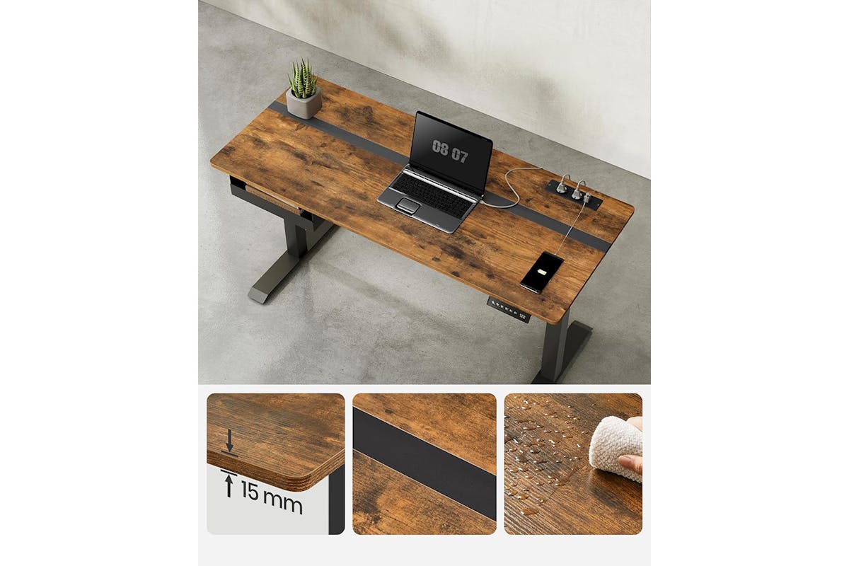 Vasagle Height Adjustable Desk | Vintage Brown/Black-4