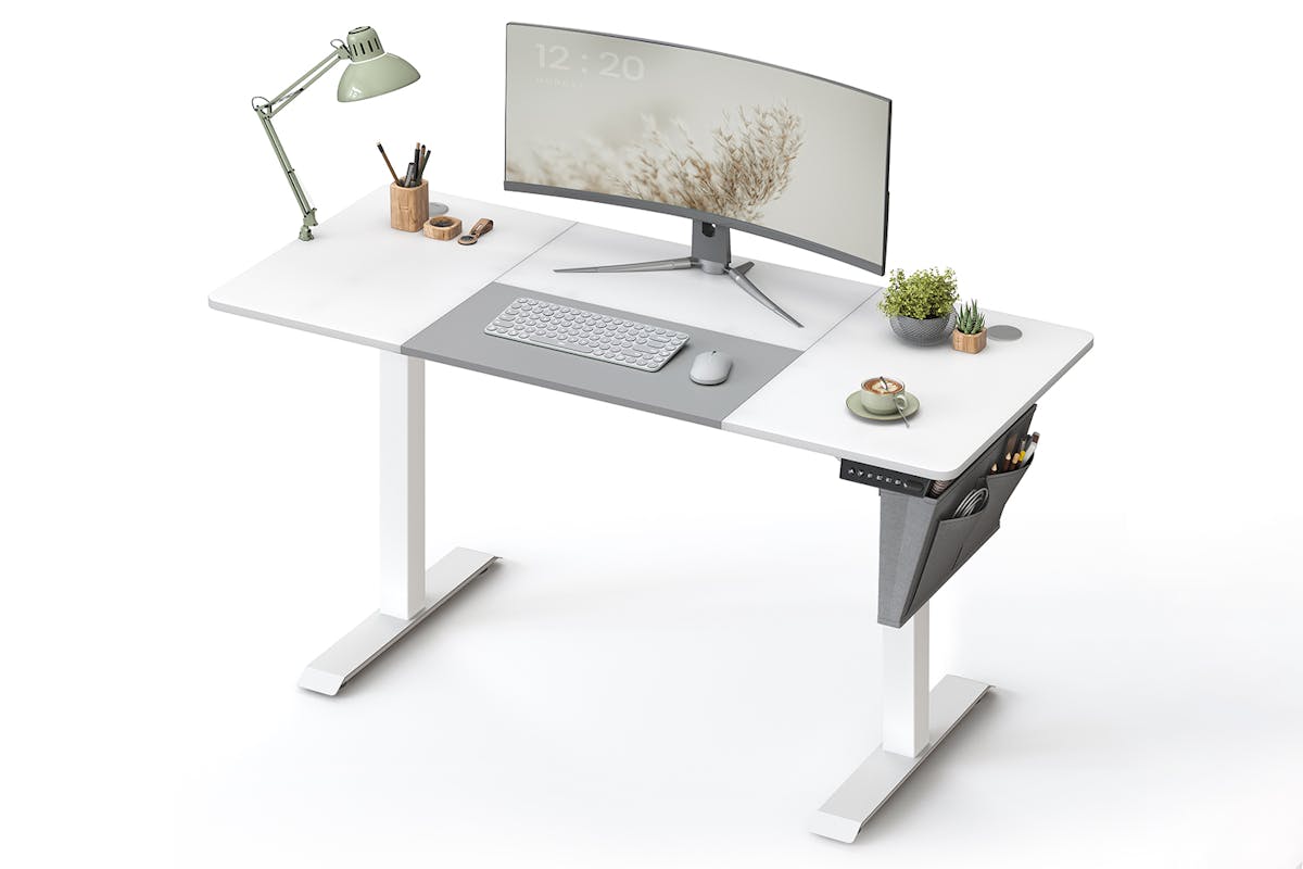 Songmics Height Adjustable Electric Desk | Basic White/Dove Gray-3