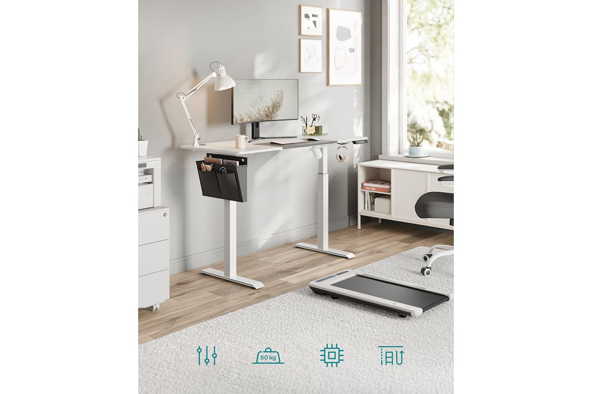 Songmics Height Adjustable Electric Desk | Basic White/Dove Gray-2
