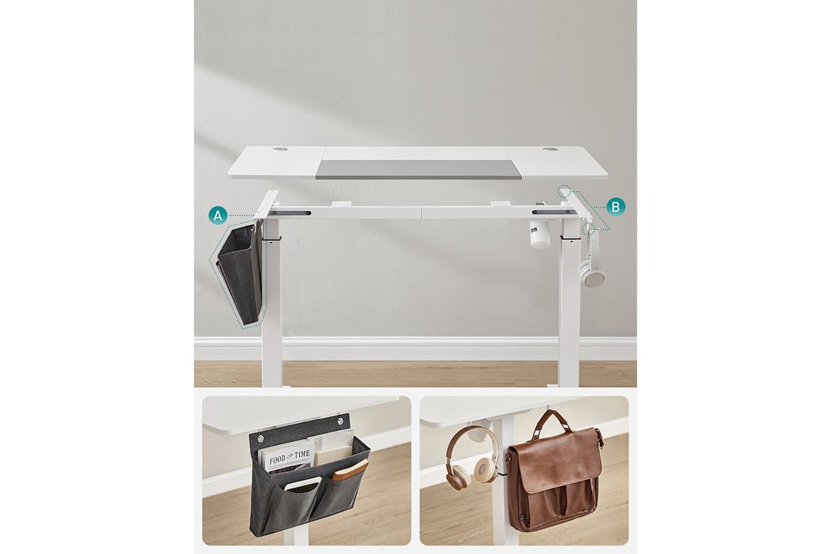 Songmics Height Adjustable Electric Desk | Basic White/Dove Gray-4