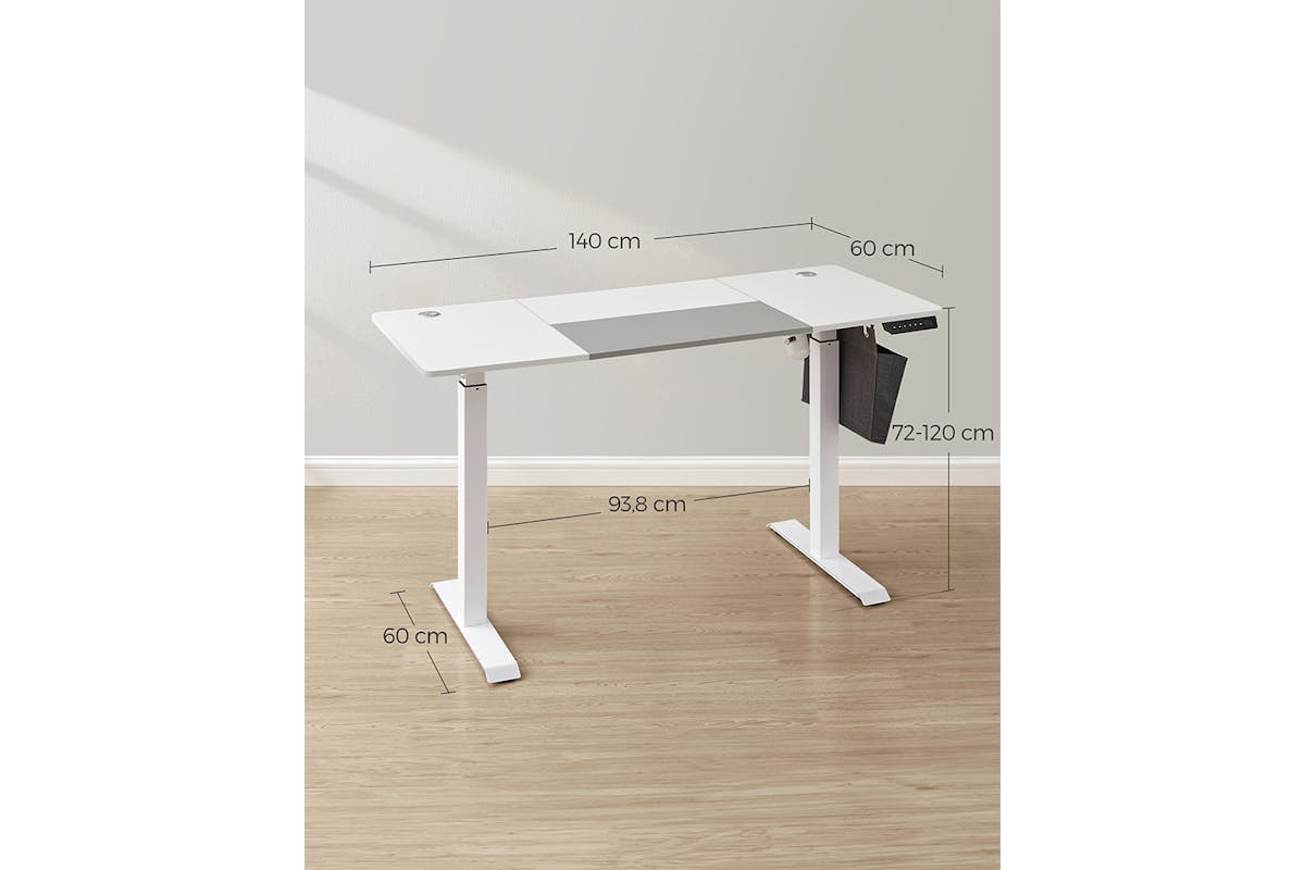 Songmics Height Adjustable Electric Desk | Basic White/Dove Gray-7