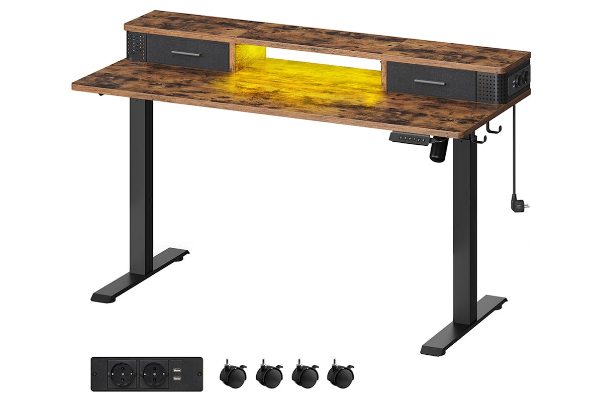 Vasagle Height Adjustable Electric Desk | Rustic Brown