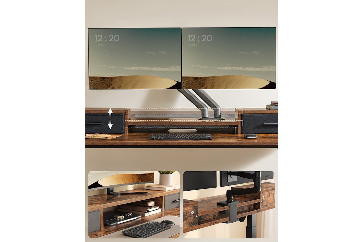 Vasagle Height Adjustable Electric Desk | Rustic Brown-3