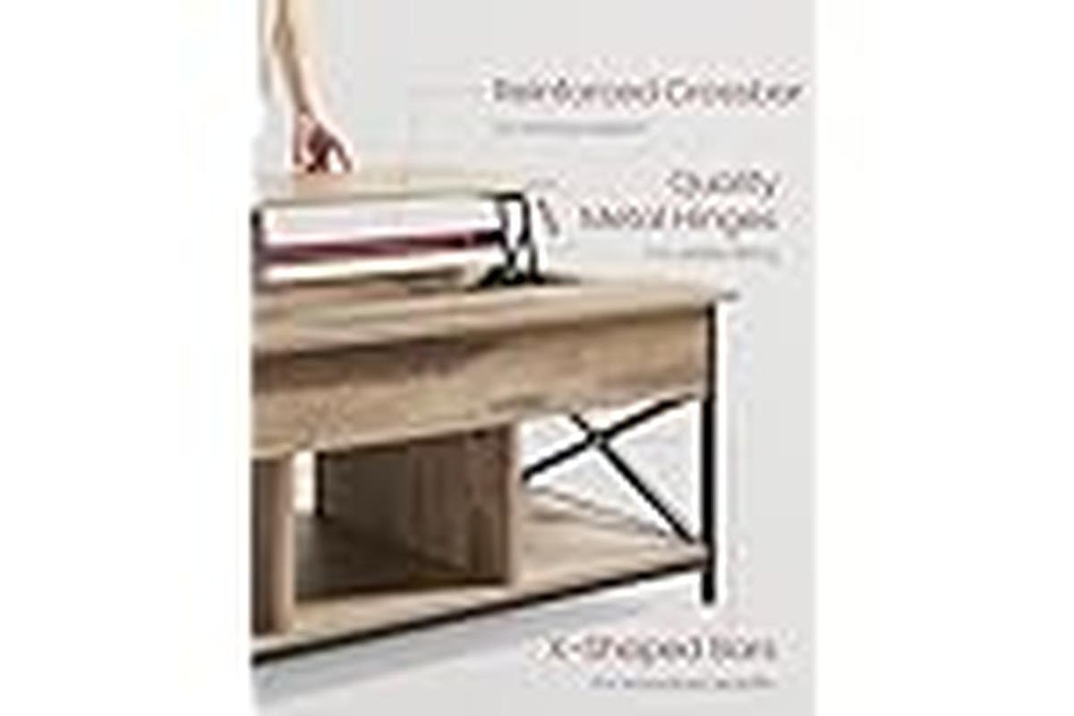Vasagle Coffee Table | Steel & Particleboard | Camel Brown & Black | 120 X 60 X 48-62 Cm-6
