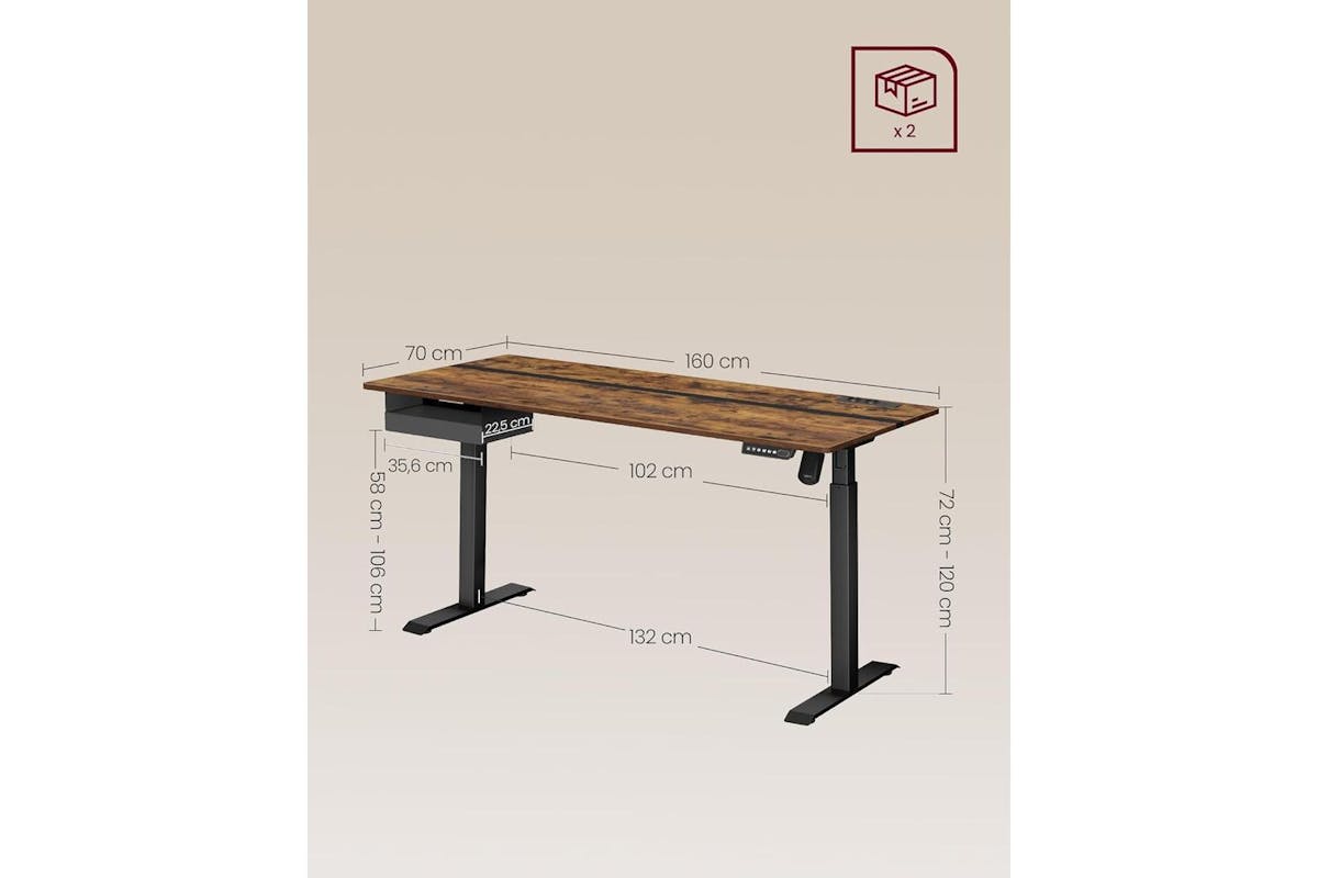 Standing Desk | Electric Height Adjustable Desk | Wood Chipboard And Steel | 160cm-2