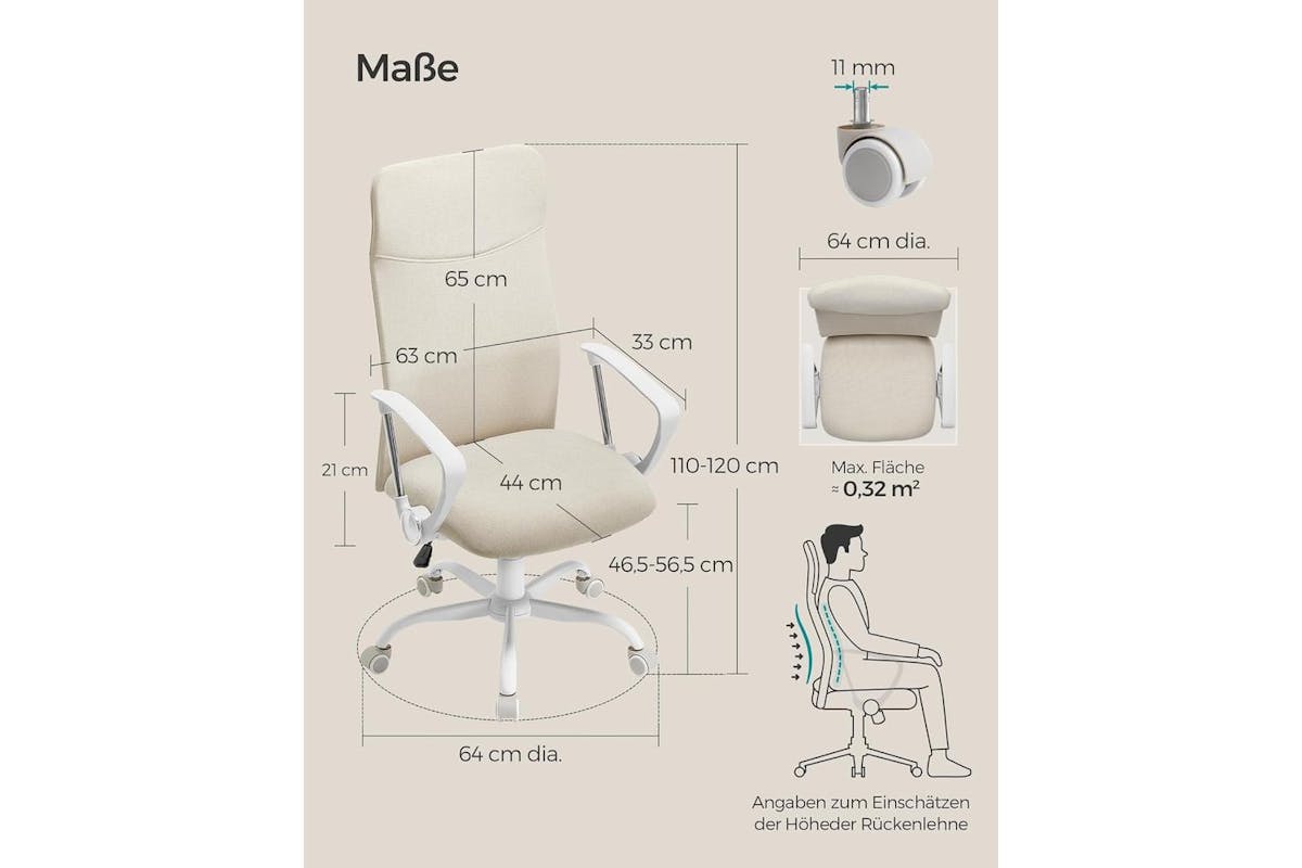 Office Chair | Office Chair | Steel, Foam Padding, Polyester | Adjustable Height-3