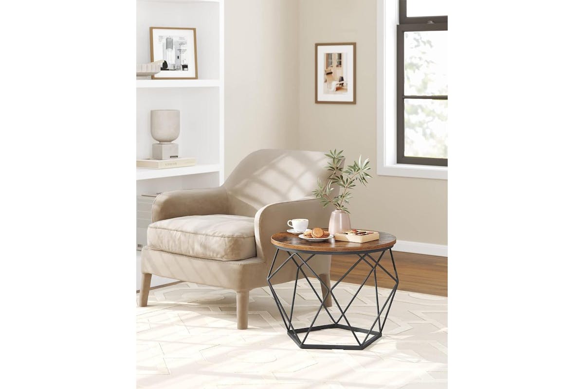 Vasagle Coffee Table Set | Rustic Brown And Ink Black | Particleboard And Steel | 2 Piece Nesting Tables-5
