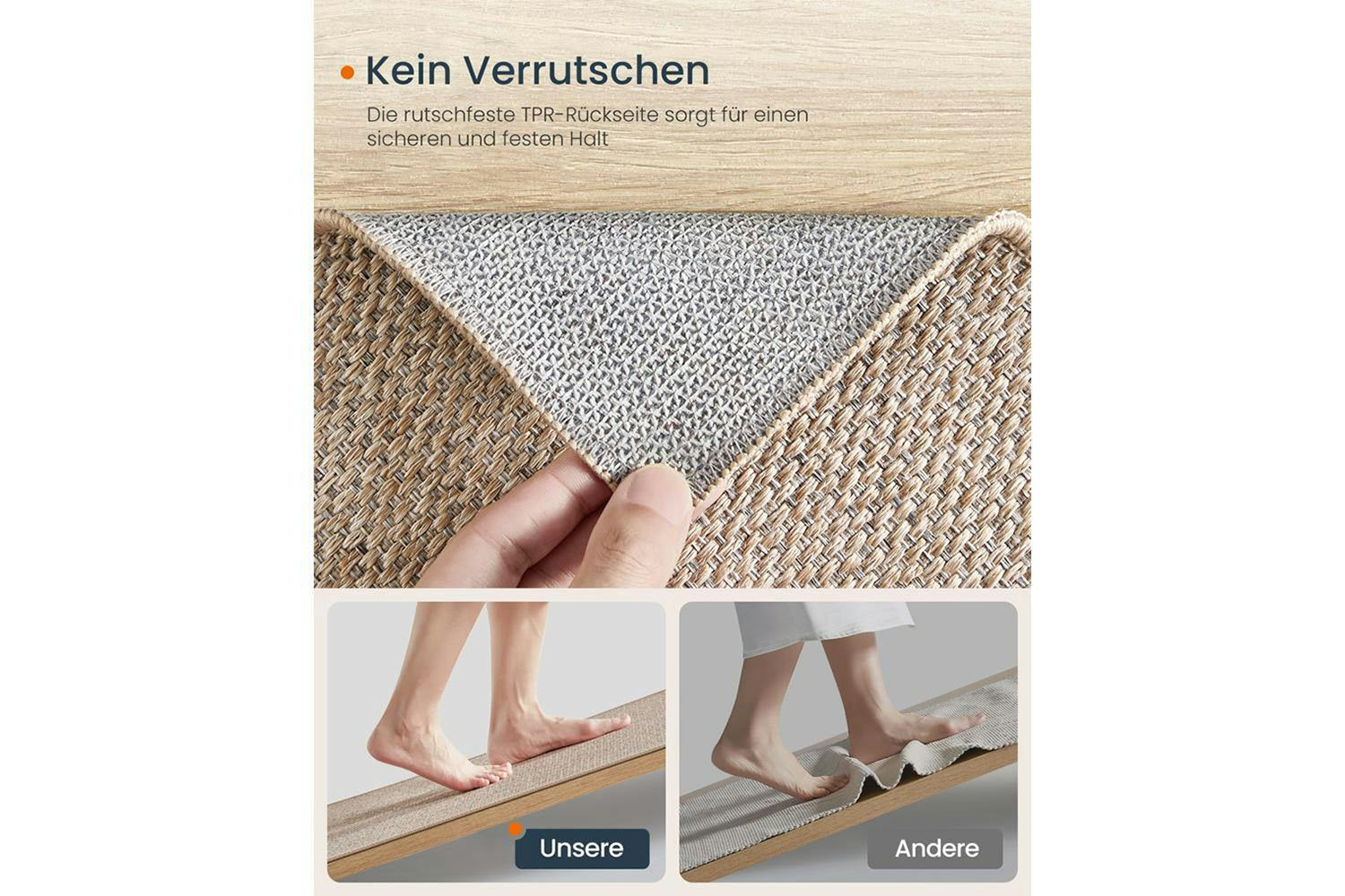 Songmics | Imitation Jute Rug | Brown | 80 x 200 cm-6