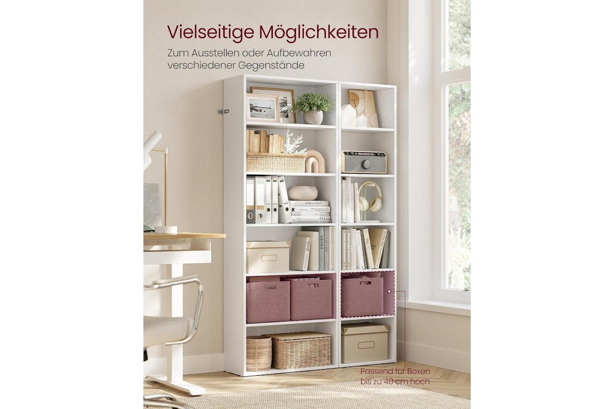 Vasagle Bookcase | Wood Chipboard | White | 24 X 60 X 178.5 Cm-6
