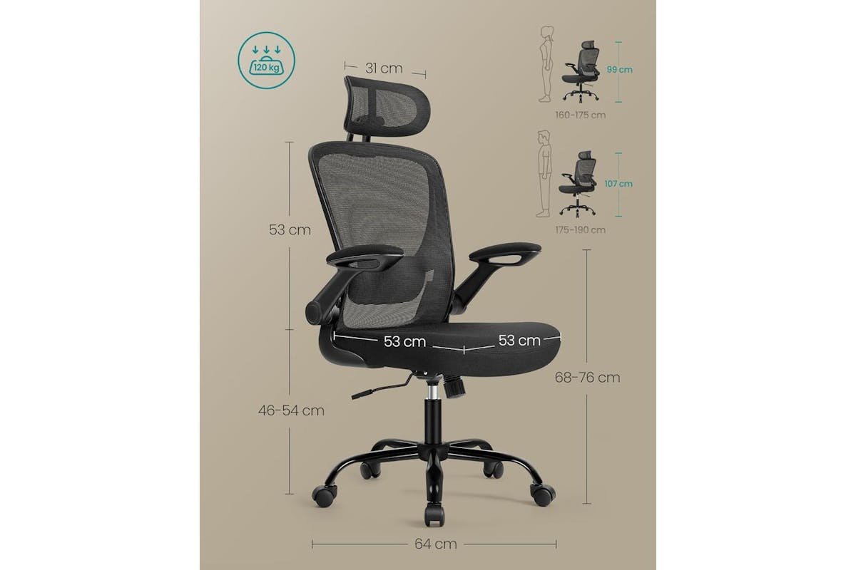 Office Chair | Office Chair | Plastic Foam Nylon Steel | 64 X 64 X 115-130 Cm-5