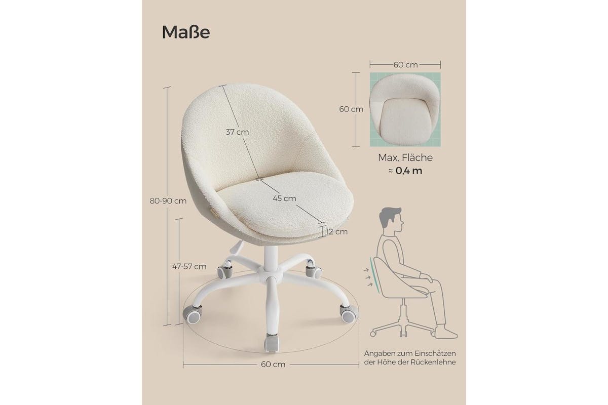 Office Chair |  Velvet | Cappuccino Beige-cloud White | Adjustable Height-2