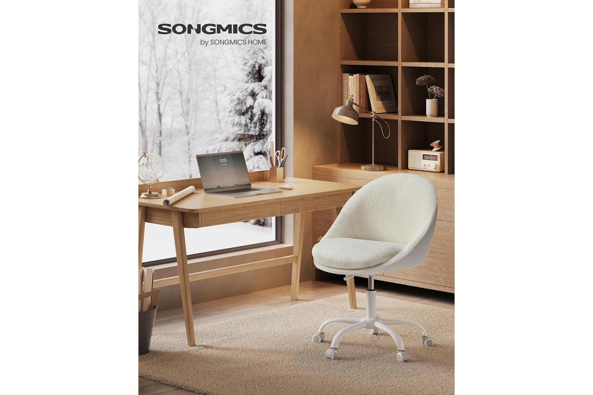 Office Chair |  Velvet | Cappuccino Beige-cloud White | Adjustable Height-3