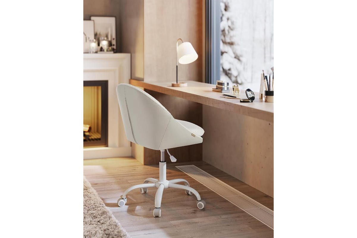Office Chair |  Velvet | Cappuccino Beige-cloud White | Adjustable Height-4