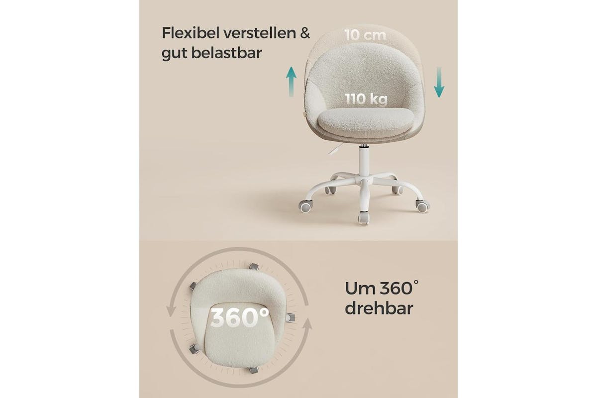 Office Chair |  Velvet | Cappuccino Beige-cloud White | Adjustable Height-7