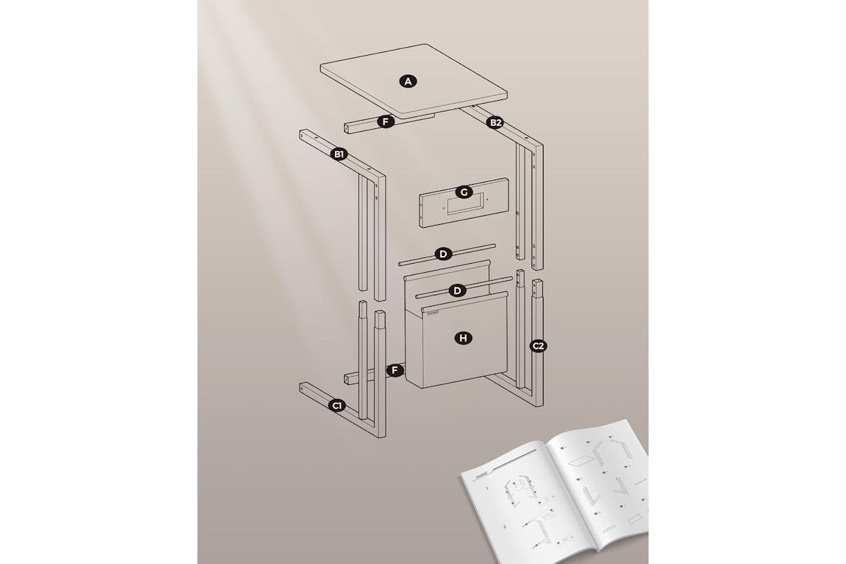 Vasagle End Table | Side Table | Wood Chipboard And Steel | 30 X 40 X 62 Cm-7