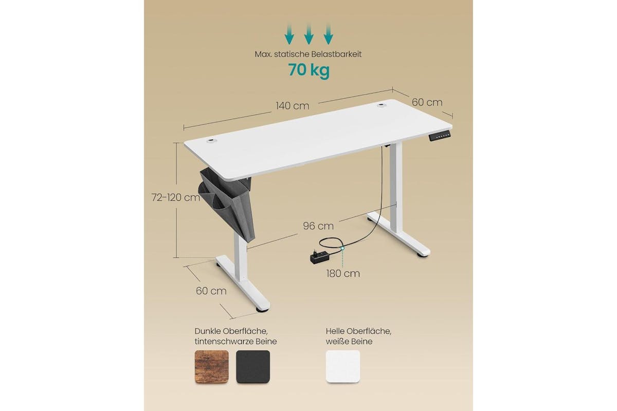 Standing Desk | Electric Desk | Particleboard And Steel | 60 X 140 Cm-2