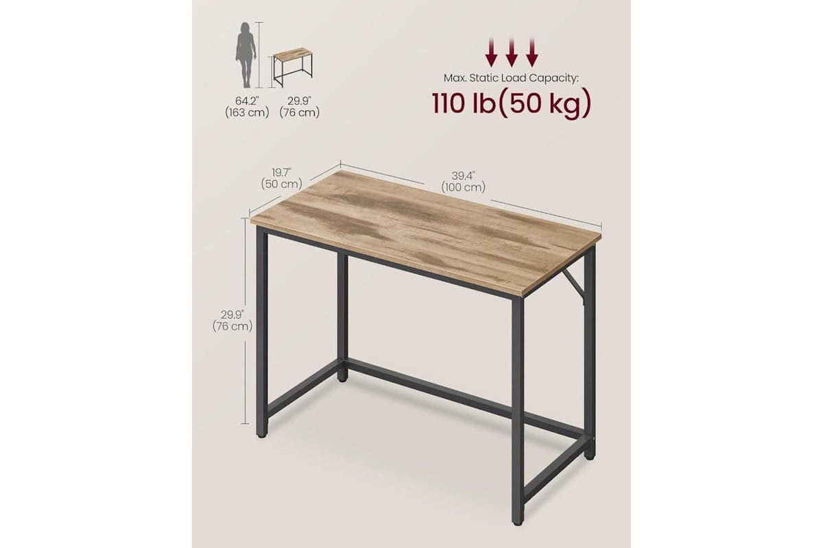Computer Desk | Home Office Desk | Camel Brown And Ink Black | 100 X 50 Cm-3