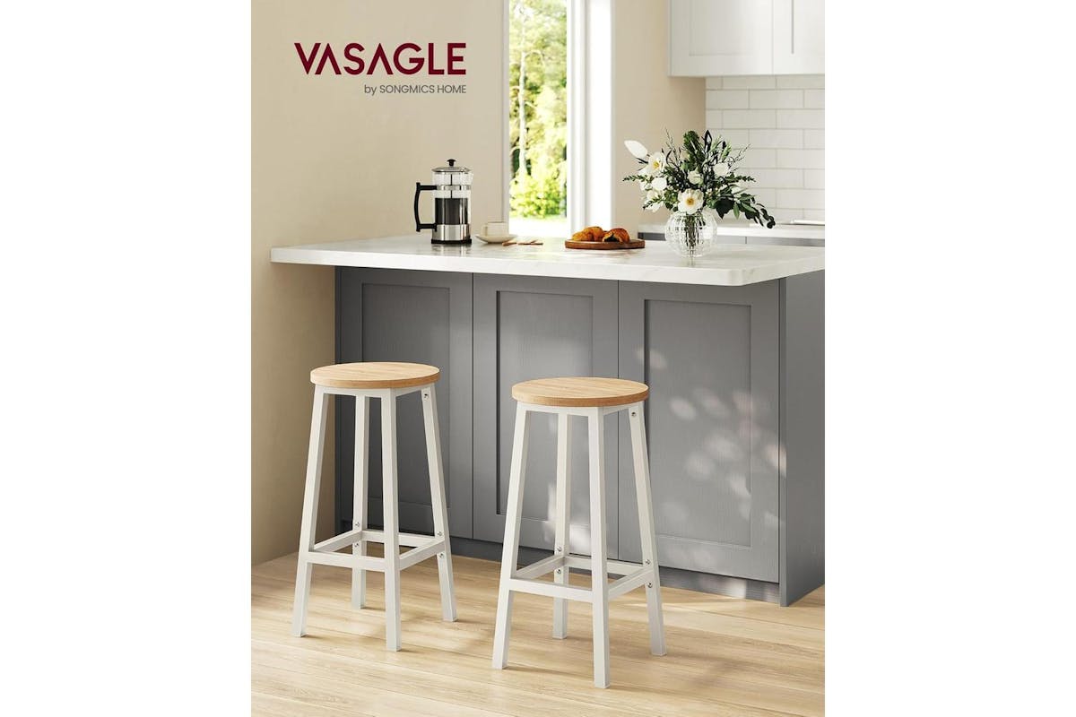 Vasagle Bar Stool | Classic Style | Beige And White Oak | 65h Cm [Ex-Display DC250587-000283]-2