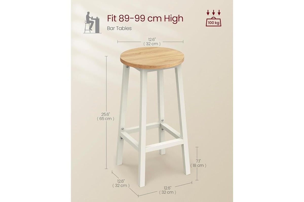Vasagle Bar Stool | Classic Style | Beige And White Oak | 65h Cm [Ex-Display DC250587-000283]-3