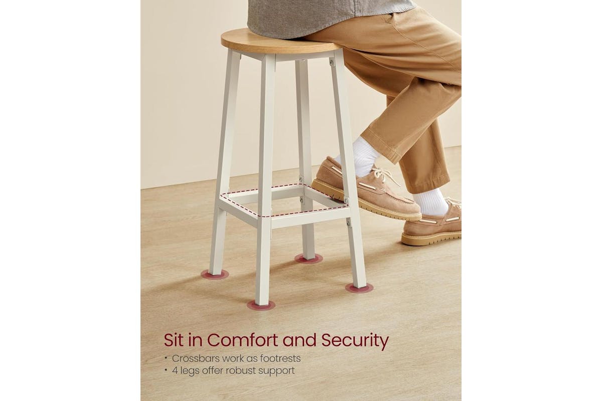 Vasagle Bar Stool | Classic Style | Beige And White Oak | 65h Cm [Ex-Display DC250587-000283]-4