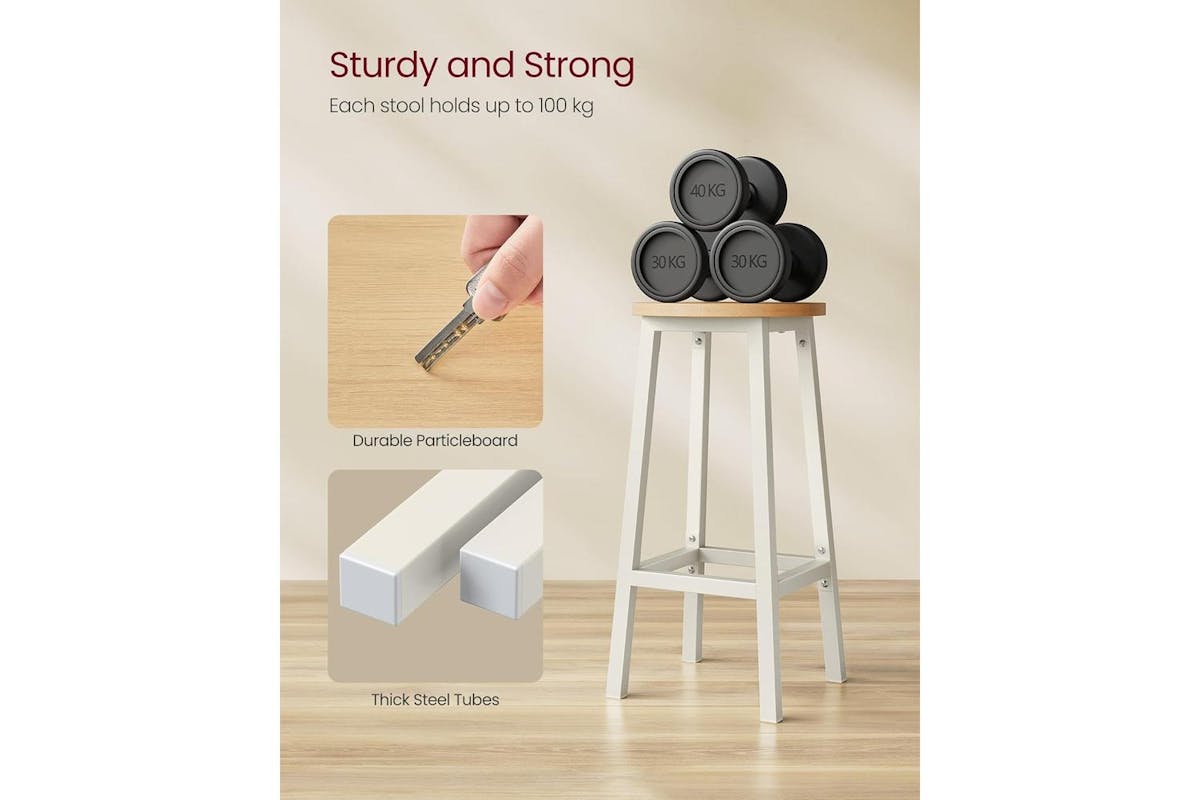 Vasagle Bar Stool | Classic Style | Beige And White Oak | 65h Cm [Ex-Display DC250587-000283]-5
